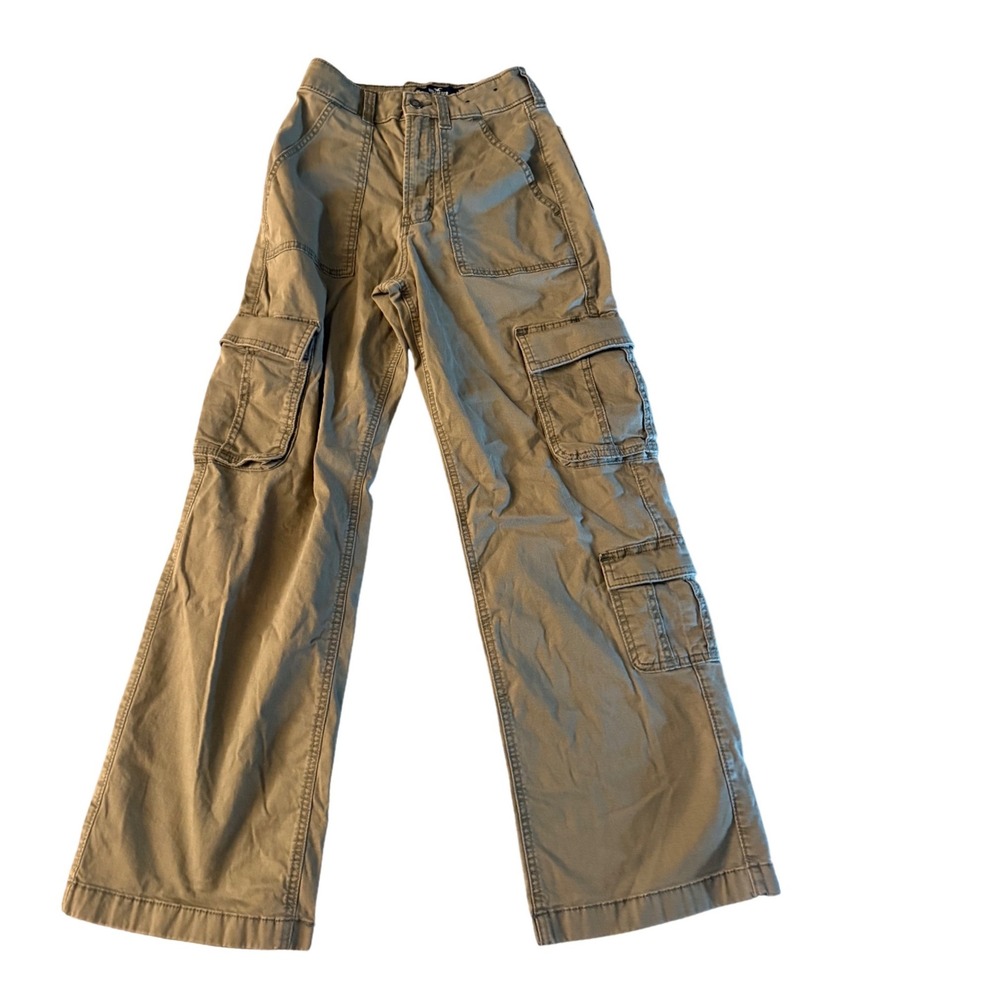 Hollister Ultra High Rise Baggy Cargo Pants Olive Khaki W24S Streetwear Utility